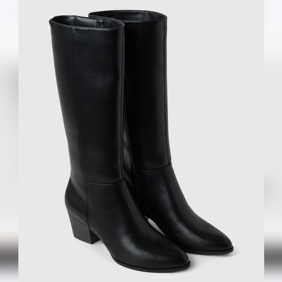 NEW TALL VEGAN LEATHER BOOTS SIZE 10 - Picture 1 of 8